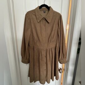 SHEIN Camel Corduroy Dress